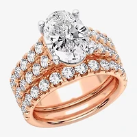 (H-I / SI1-SI2) Signature By Modern Bride Womens 5 CT. T.W. Lab Grown White Diamond 14K Gold Oval Bridal Set