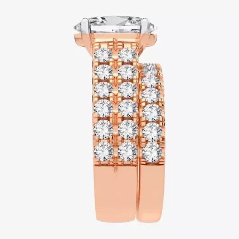 (H-I / SI1-SI2) Signature By Modern Bride Womens 5 CT. T.W. Lab Grown White Diamond 14K Gold Oval Bridal Set