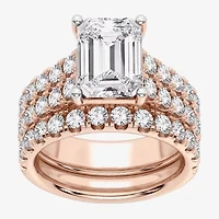 (H-I / SI1-SI2) Signature By Modern Bride Womens 5 CT. T.W. Lab Grown White Diamond 14K Gold Emerald Bridal Set