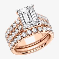 (H-I / SI1-SI2) Signature By Modern Bride Womens 5 CT. T.W. Lab Grown White Diamond 14K Gold Emerald Bridal Set