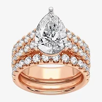(H-I / SI1-SI2) Signature By Modern Bride Womens 5 CT. T.W. Lab Grown White Diamond 14K Gold Pear Bridal Set