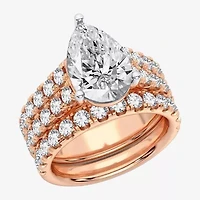 (H-I / SI1-SI2) Signature By Modern Bride Womens 5 CT. T.W. Lab Grown White Diamond 14K Gold Pear Bridal Set