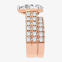 (H-I / SI1-SI2) Signature By Modern Bride Womens 5 CT. T.W. Lab Grown White Diamond 14K Gold Pear Bridal Set