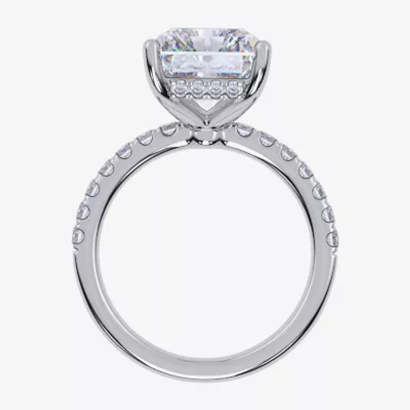 (G / Vs2-Si1) Womens 2 1/4 CT. T.W. Lab Grown White Diamond 10K Gold Rectangular Side Stone Engagement Ring