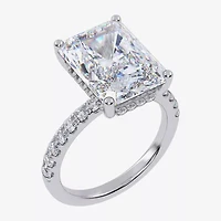 (G / Vs2-Si1) Womens 2 1/4 CT. T.W. Lab Grown White Diamond 10K Gold Rectangular Side Stone Engagement Ring
