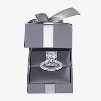 (G / Vs2-Si1) Womens 2 1/4 CT. T.W. Lab Grown White Diamond 10K Gold Rectangular Side Stone Engagement Ring
