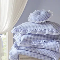 Intelligent Design Iris Gingham Double Ruffle 4-pc. Lightweight Easy Care Comforter Set