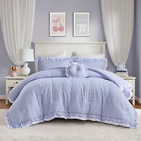 Intelligent Design Iris Gingham Double Ruffle 4-pc. Lightweight Easy Care Comforter Set
