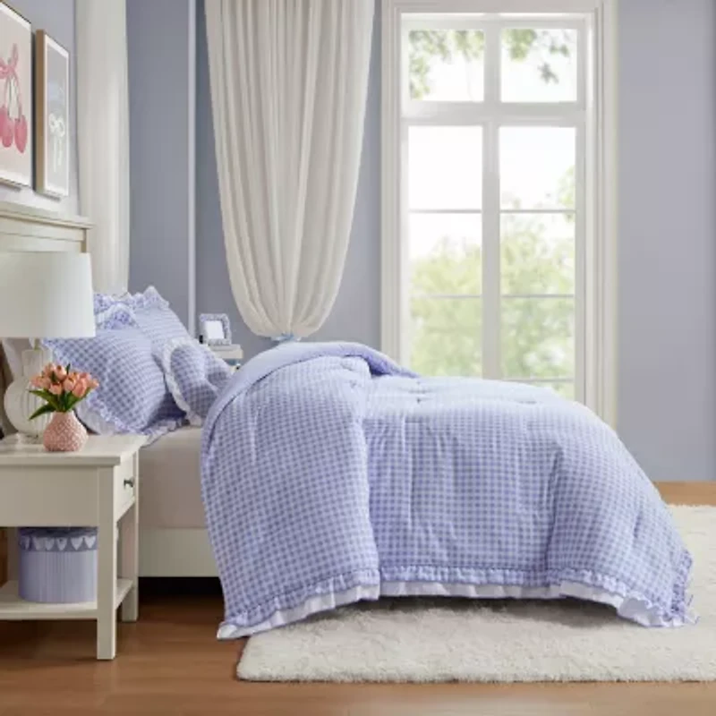 Intelligent Design Iris Gingham Double Ruffle 4-pc. Lightweight Easy Care Comforter Set