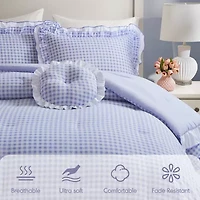 Intelligent Design Iris Gingham Double Ruffle 4-pc. Lightweight Easy Care Comforter Set
