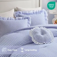 Intelligent Design Iris Gingham Double Ruffle 4-pc. Lightweight Easy Care Comforter Set