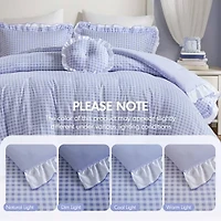 Intelligent Design Iris Gingham Double Ruffle 4-pc. Lightweight Easy Care Comforter Set