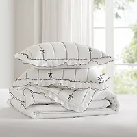 Intelligent Design Florence Embroidered Ruffle Easy Care Quilt Set