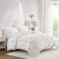 Intelligent Design Florence Embroidered Ruffle Easy Care Quilt Set
