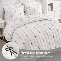 Intelligent Design Florence Embroidered Ruffle Easy Care Quilt Set