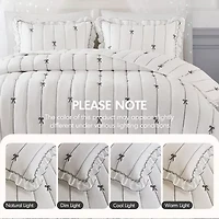 Intelligent Design Florence Embroidered Ruffle Easy Care Quilt Set