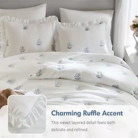 Intelligent Design Arya Floral Embroidered Ruffle Easy Care Quilt Set