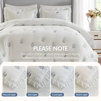 Intelligent Design Arya Floral Embroidered Ruffle Easy Care Quilt Set