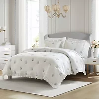 Intelligent Design Arya Floral Embroidered Ruffle Easy Care Quilt Set