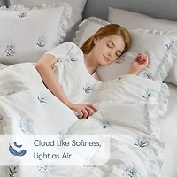 Intelligent Design Arya Floral Embroidered Ruffle Easy Care Quilt Set