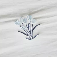 Intelligent Design Arya Floral Embroidered Ruffle Easy Care Quilt Set