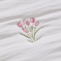 Intelligent Design Arya Floral Embroidered Ruffle Easy Care Quilt Set