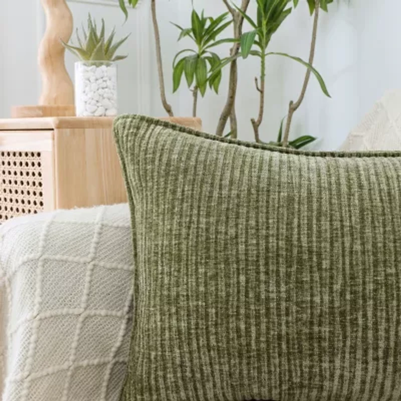 Regal Home Lila Ribbed Down Alt 14x20 Rectangular Throw Pillow