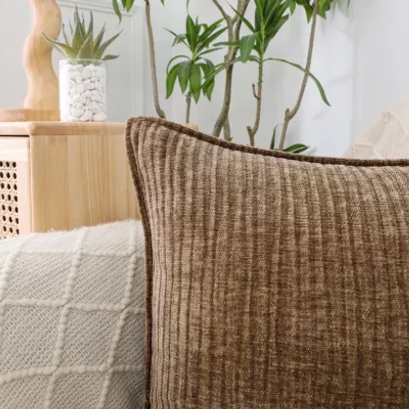 Regal Home Lila Ribbed Down Alt 14x20 Rectangular Throw Pillow