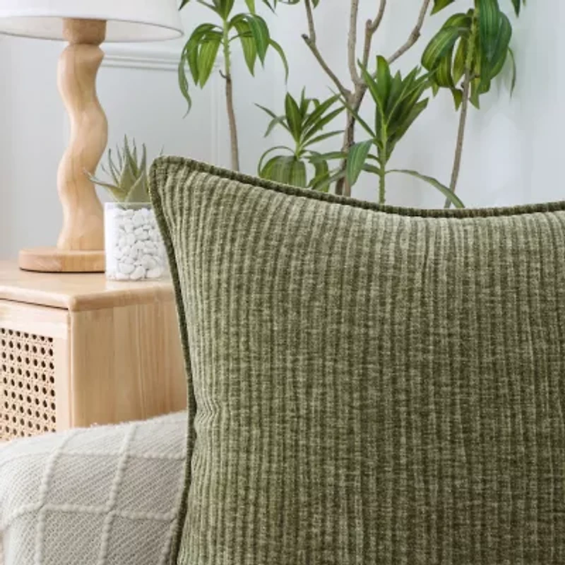Regal Home Lila Ribbed Down Alt 20x20 Square Throw Pillow