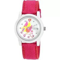 Sprout® Eco-Friendly Womens Bird Pink Cotton Strap Watch