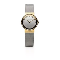 Bering Classic Womens Crystal Accent Two Tone Mesh Bracelet Watch-10126-001