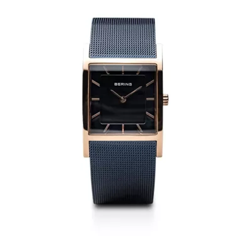 Bering Classic Womens Tank Blue Mesh Bracelet Watch-10426-367-S