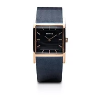 Bering Classic Womens Tank Blue Mesh Bracelet Watch-10426-367-S
