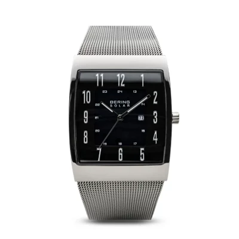 Bering Solar Mens Gray Stainless Steel Bracelet Watch 16433