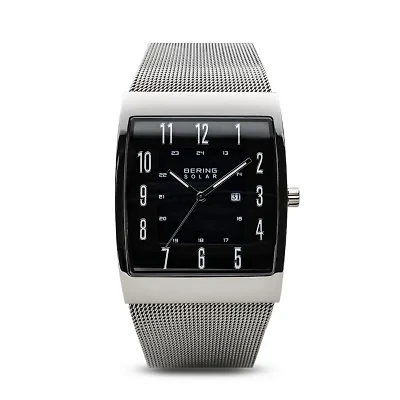 Bering Solar Mens Gray Stainless Steel Bracelet Watch 16433