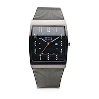 Bering Solar Mens Gray Stainless Steel Bracelet Watch 16433-377