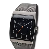 Bering Solar Mens Gray Stainless Steel Bracelet Watch 16433-377