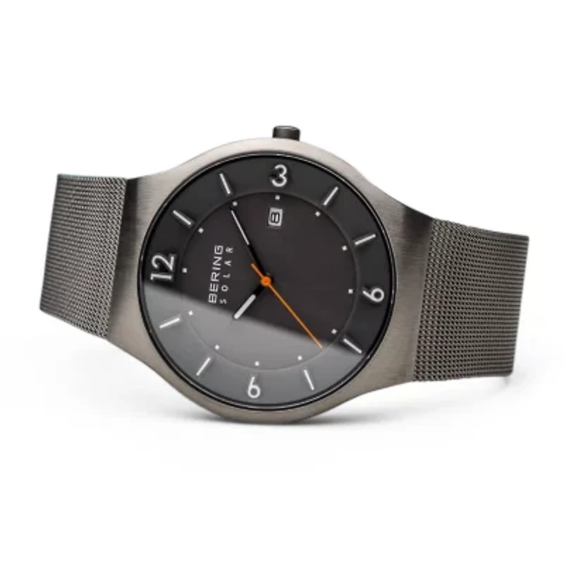 Bering Solar Mens Gray Mesh Bracelet Watch-14440-077