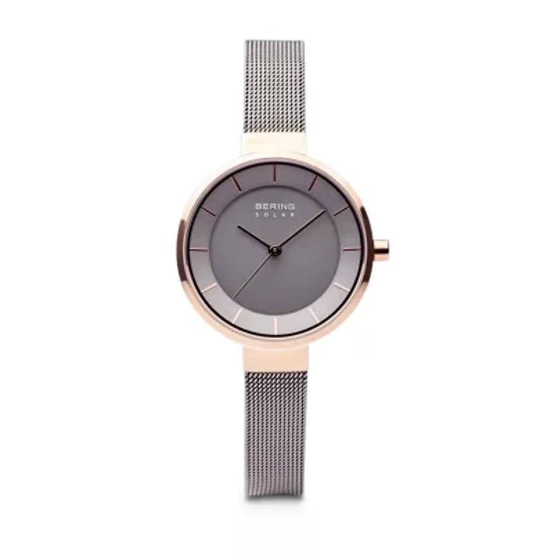 Bering Slim Solar Womens Two Tone Stainless Steel Bracelet Watch 14631-369