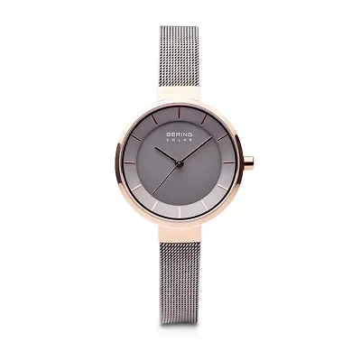 Bering Slim Solar Womens Two Tone Stainless Steel Bracelet Watch 14631-369