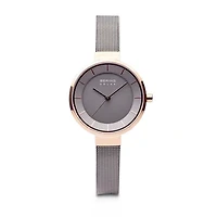 Bering Slim Solar Womens Two Tone Stainless Steel Bracelet Watch 14631-369