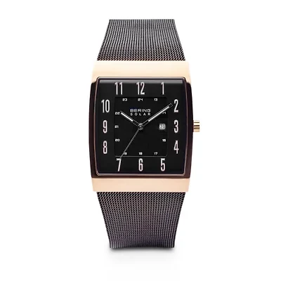 Bering Solar Mens Two Tone Stainless Steel Bracelet Watch 16433-166