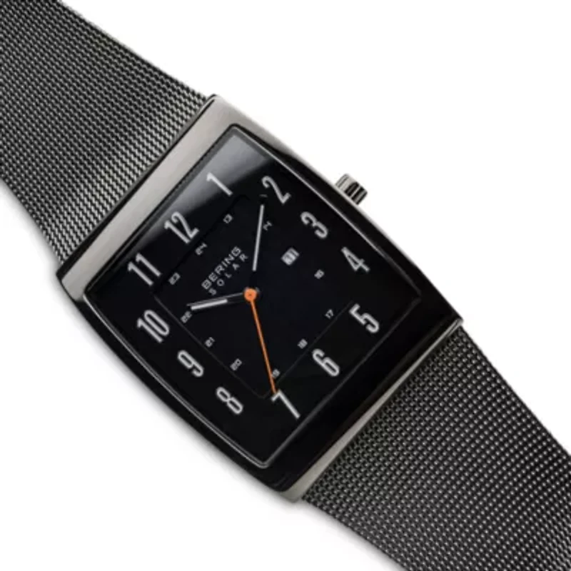 Bering Solar Mens Gray Stainless Steel Bracelet Watch 16433-377