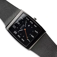 Bering Solar Mens Gray Stainless Steel Bracelet Watch 16433-377