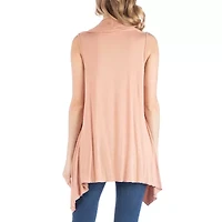 24/7 Comfort Apparel Draped Open Front Sleeveless Cardigan