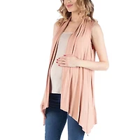 24/7 Comfort Apparel Draped Open Front Sleeveless Cardigan