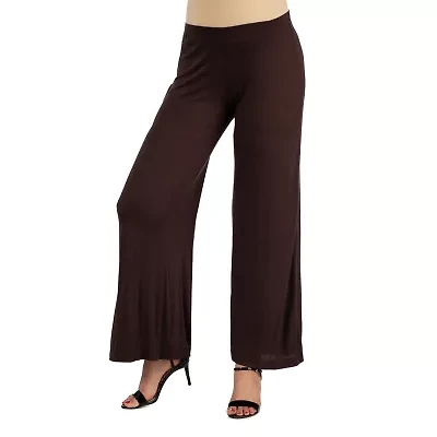 24/7 Comfort Apparel Comfortable Solid Color Palazzo Pant