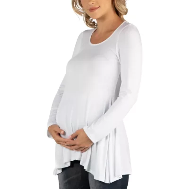 24/7 Comfort Apparel Long Sleeve Solid Swing Flare Tunic Top