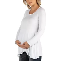24/7 Comfort Apparel Long Sleeve Solid Swing Flare Tunic Top