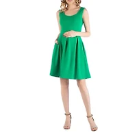 24/7 Comfort Apparel Sleeveless Pleated Dress with Pockets